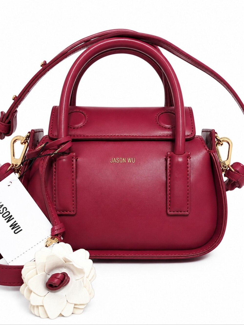 JASON WU STRUCTURED MINI BAG Oxblood Vegan Leather Crossbody NWT
